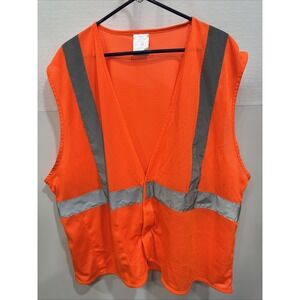 Uline Reflector Vest Mens  XXL/XXXL Orange Mesh Safety‎ Distressed Workwear Work